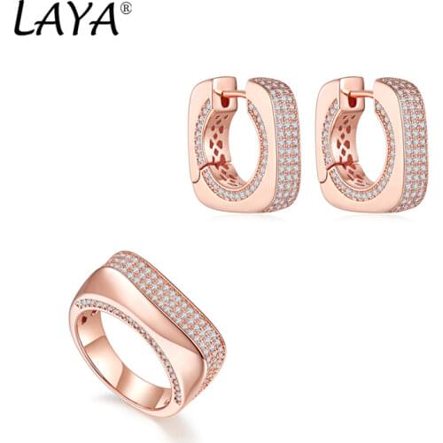 925 Sterling Silver Fashion Retro High Quality Clear Cubic Zircon Ring Hoop Earrings Set Gift For Women Party Exquisite Jewelry
