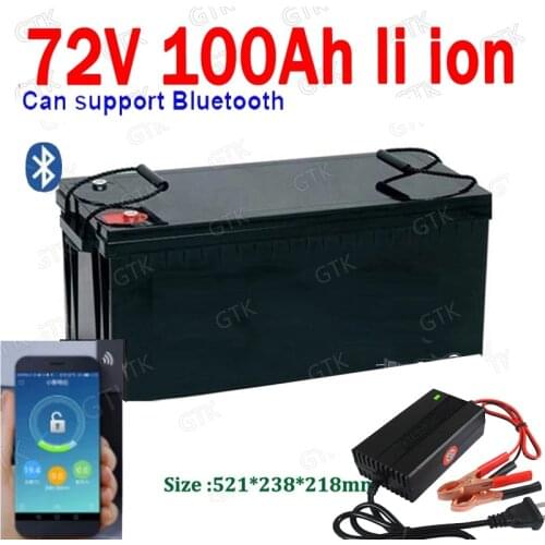 GTK lithium 72V 100AH li ion battery bluetooth BMS APP for 5000W 8000W scooter AGV demo Go Cart Skateboard bike +10A charger