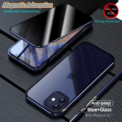 360 Full Protection Magnetic Case for IPhone 12 11 Pro XS Max XR 8 7 6s Plus SE Double Sided Glass Metal Adsorption Privacy Case