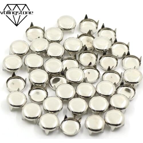 100Pcs Metal Studs Round Four Claw Rivets For Leather Sliver 6/7/8/9/10/12MM Studs Rivets For Clothes Accessories For Bags DIY