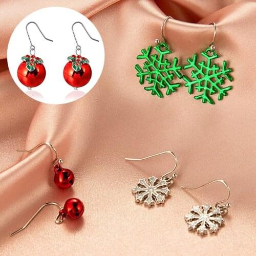 Lovely Xmas Tree Snowflake Elk Bells Drop Earrings Christmas Dangle Earrings For Women Girl Party Gifts Jewelry Accessories