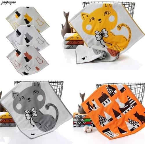 Multi Layer Cotton Gauze Towel Thick Absorbent Adult Kids Handkerchief Cute Cartoon Cat Jacquard Multifunctional Baby Towel