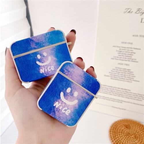 Fashion Letter NICE Gradient Starry Sky Smile earphone Case for Airpods 1 2 Cute Leather wireless earphone Cover for Airpods Pro