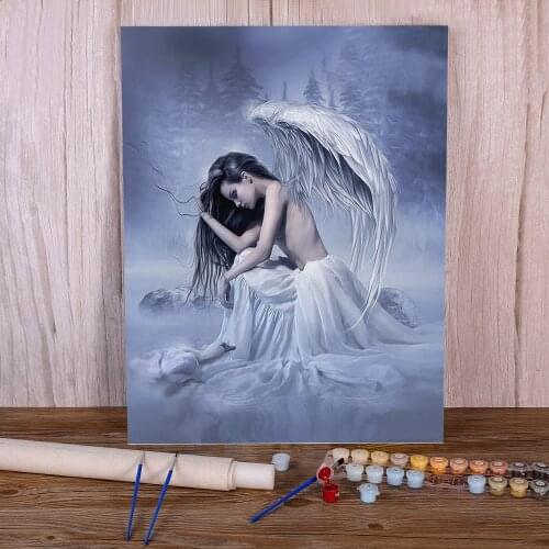 Black Angel Beauty Coloring By Numbers Painting Set Oil Paints 50*70 Boards By Numbers Loft Wall Picture Crafts Wholesale