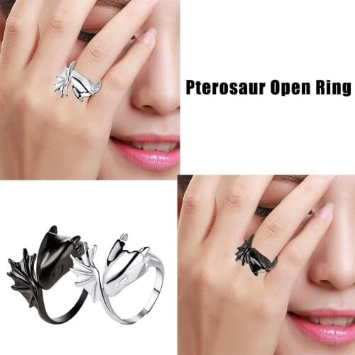 Angel Devil Ring Gothic Pterosaur Open Ring Couple Ring Dark Accessories Trend Jewelry Couple G1Y5