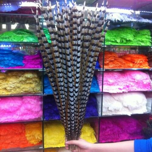 Wholesale 100pcs High Quality 28-30inch/70-75cm Natural Copper Tail Chicken Feathers Stage Performances Craft Making Decoration