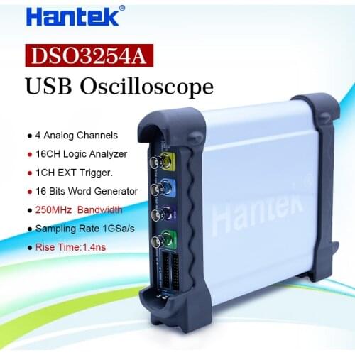 Hantek DSO3254A USB Oscilloscopes 4 Channels 250Mhz PC Storage Digital Osciloscopio +16 Channels Logic Analyzer Tester