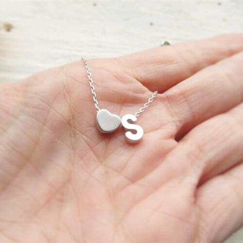 Cute Heart Necklace Initials Necklace Alphabet Jewelry Stainless Steel Heart Letter Necklace Womens Fashion Wedding Gifts