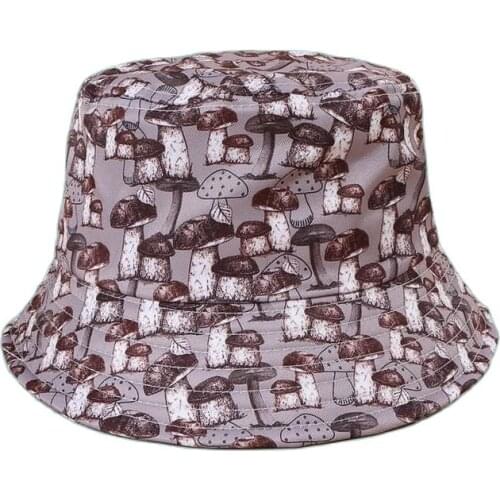LDSLYJR Cotton mushroom print Bucket Hat Fisherman Hat outdoor travel hat Sun Cap Hats for Men and Women 115