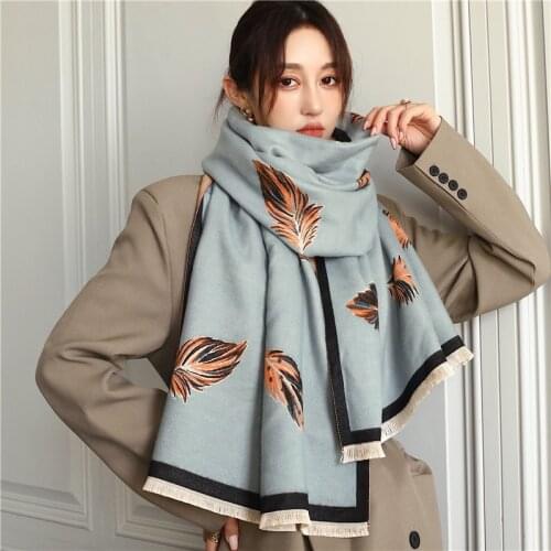 2021 Thick Warm Cashmere Scarf for Women Elegant Print Pashmina Female Bufanda Double-sided Large Shawls and Wraps New