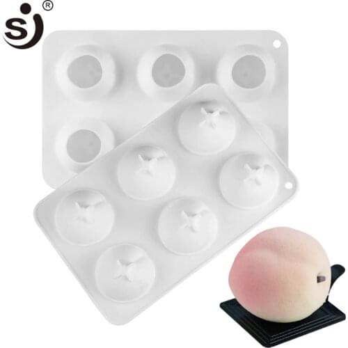 SJ 6 Hole Fruit Peach Cake Mold Silicone Mold Baking Tool Cake Decorating Tools DIY Mousse Mould Cake Bakeware