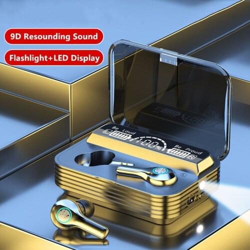 Soleeanre Bluetooth-compatible Earphones Wireless Headphones 9D Stereo Noise Reduction Waterproof LED Display Touch Control