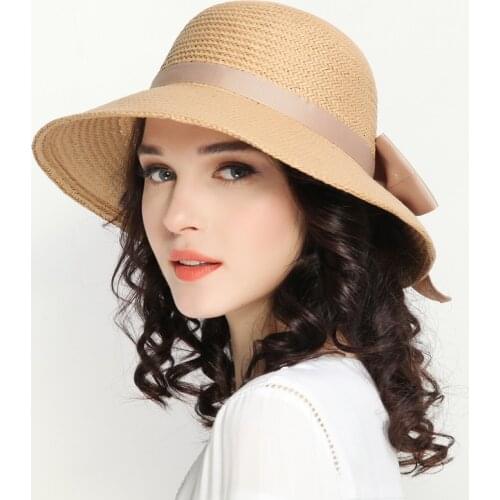 New Arrival Sunscreen Hat Adult Fahsion Weave Straw Cap Foldable Beach Hat Students Outside Travel Cap Raffia Hat B-7832