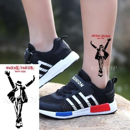 Waterproof Temporary Tattoo Sticker Michael Jackson Letter Dancing Man Hat Pattern Flash Tatoo Fake Tatto for Kids Men Women