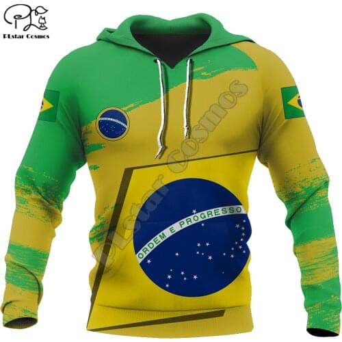 PLstar Cosmos National Emblem Brazil Flag 3D Printed Hoodies Sweatshirts Zip Hooded For Men And Women Casual Streetwear Style-4