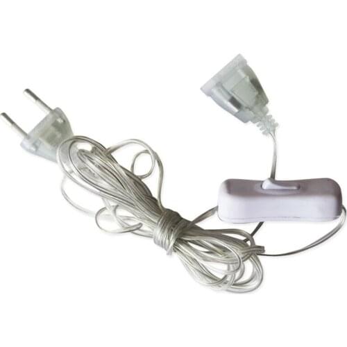 3M 5M Plug Extension Cable Transparent Standard Power Extension Cord Wire for LED Christmas Holiday String Lights