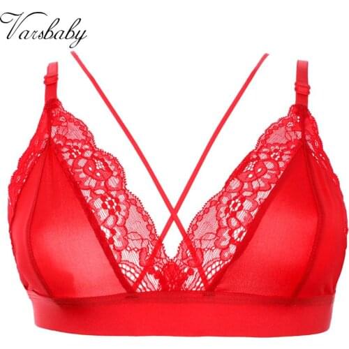 Varsbaby Women Sexy Backless See-Through Wire Free Underwear Mesh Lingerie Lace Ultra-Thin Bras For Lady