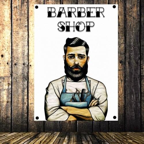 Vintage Canvas Art Barber Shop Decoration air Salon Tattoo Banner Flag Tapestry Wall Stickers Wall Hanging Poster Wall Sticker