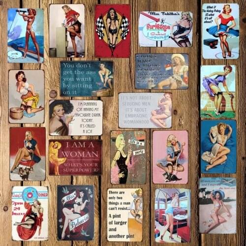 [ WellCraft ] PIN UP HOT Retro Sexy Metal Paitning Wall Plaque Custom tin sign Vintage Antique Gift Pub Room Decor LT-1715