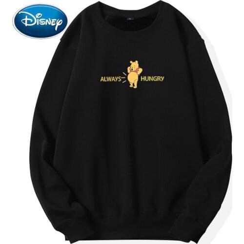 Disney Women Sweatshirt Chic Winnie the Pooh Bear Letter Cartoon Print O-Neck Unisex Long Sleeve Jumper Harajuku Tops 10 Colors
