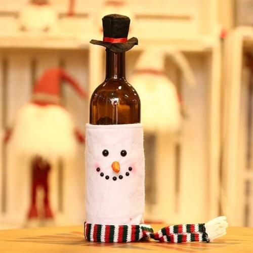 1PCS Christmas Red Wine Bottle Cover With Hat Christmas Wine Bottle Cover Santa Snowman Elk Wine Bottle Bag Navidad Xmas Decor