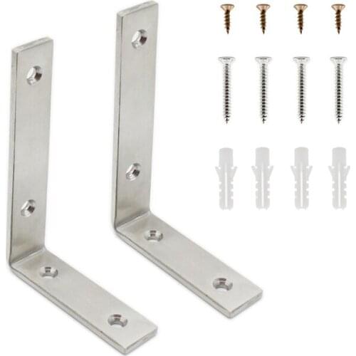 2 PCS Shelf Bracket, Heavy Duty Steel L Bracket Corner Brace, Right Joint Angle Brackets Floating Shelf Hardware 125x84x25x5mm