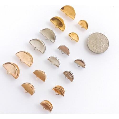 200 PCS 13*8mm 15*10mm Metal Half Round Cove Clasps Cord End Caps String Ribbon Leather Clip Foldover Jewelry Connectors Crimp