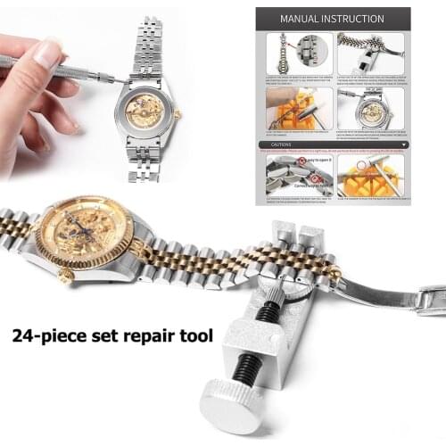 24pcs/set Watch Tools Watch Hammer Watches Strap Pin Link Remover Repair Accessories Watchmaker Tools