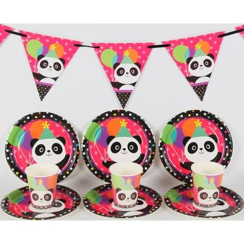 32pcs/lot Cartoon Panda Theme Disposable Tableware Sets Party Decoration for Kids Birthday Evnent Party Supplies