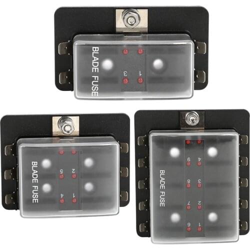4 way Blade Fuse Block ATO Fuse Box Holder with LED IndicatorWarning Indicator Damp-Proof Cover for Car Boat Marine RV Truck