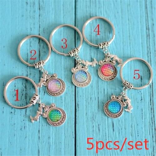 5pcs / Set Mermaid Keychain, Mermaid Gift, Mermaid Scale, Mermaid Tail, Mermaid Jewelry, Fashion Mens and Womens Jewelry