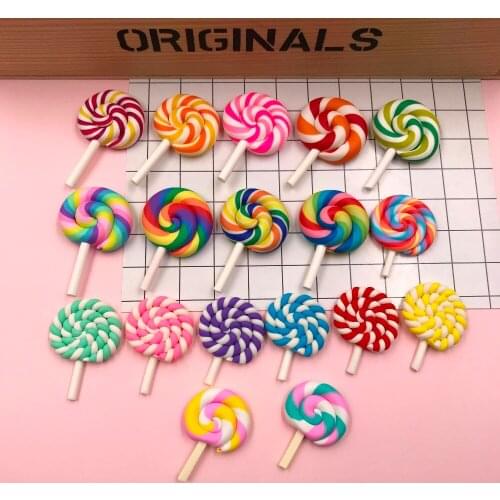 5pcs New Coming Hot Kawaii Miniature Clay Rainbow Lollipop, for Phone Decoration, Crafts Making, Scrapbooking DIY