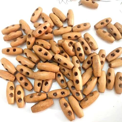 75pcs Wooden Buttons, Rice, Coconut Brown, 25x9mm, 2 Holes wood toggle buttons display