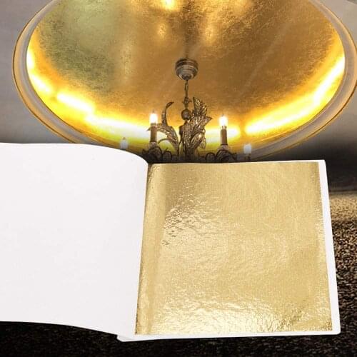 9x9cm Practical K Pure Shiny Gold Leaf in sheets for Gilding Funiture Lines Wall Crafts Handicrafts Gilding Decoration