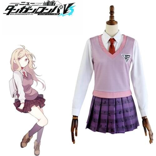 Anime Game New Danganronpa V3 Akamatsu kaede Cosplay Costume Japanese Anime Uniform Full Set Clothes Shirt Vest Skirt Tie Sock