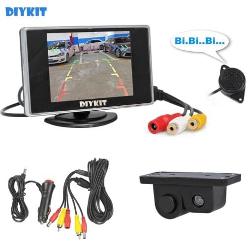 DIYKIT 3 in 1 3.5" Rearview Car Monitor + Rear View Backup Car Camera with Radar Sensor Parking Assistance System