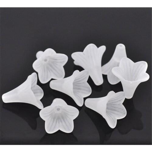 DoreenBeads 50Pcs White Lily Flower Frostedb Transparent Loose Acrylic Beads for Jewelry Making DIY Bracelet Necklace 22x22mm