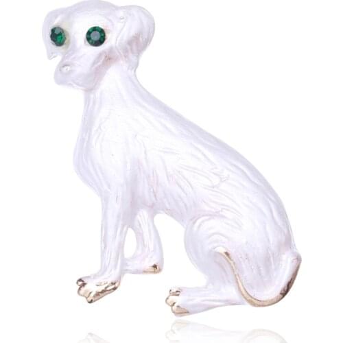 CINDY XIANG New Enamel Cute Pet Dog Brooches For Men Puppy Pin Green Rhinestone Eyes Animal Design Jewelry High Quality 2 Colors