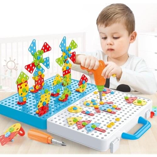 DIY Children Screw Drill Nut Puzzle Toy 3D Manual Electric Assembly And Disassembly Tools Pretend Play House Toy For Kids Boys