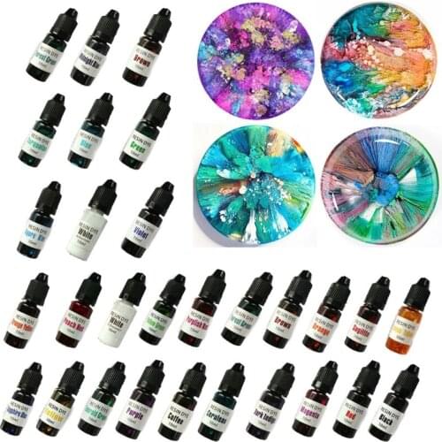 R58E 28Colors DIY Craft Epoxy Resin Diffusion Pigment Alcohol Ink Liquid Colorant Dye