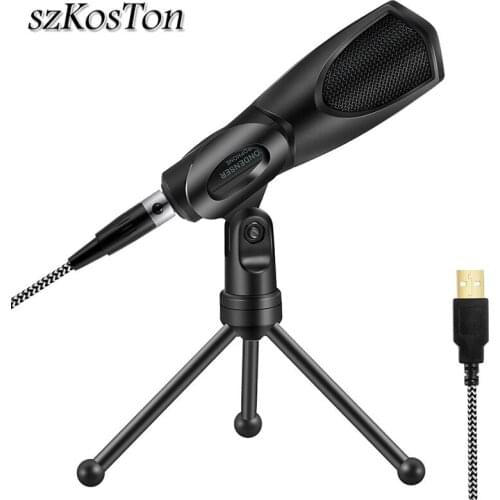 Double Condenser Microphone For Laptop Computer Studio USB microphone Mikrofon With Mic Stand For Recording Vocals Voice Over