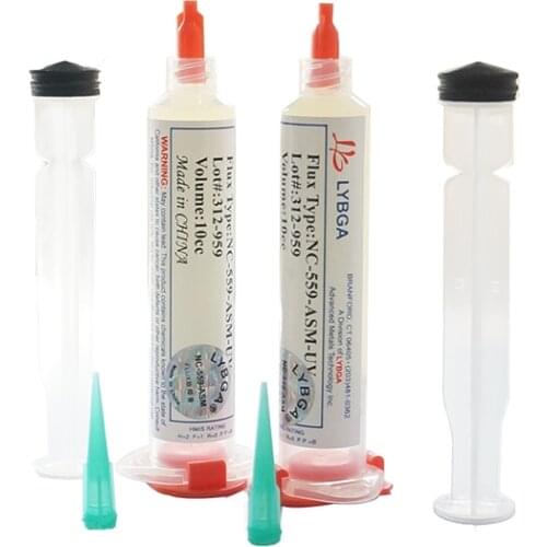 LY 10cc NC-559-ASM-UV Flux paste lead-free solder paste solder flux with Needles piston syringe putter