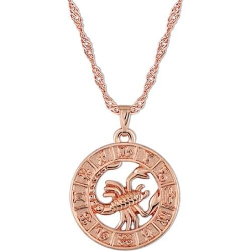 Garilina 12 Constellation Libra Scorpio Sagittarius Capricorn Aquarius Pisces Jewelry rose gold Necklace Pendants gifts AP2137