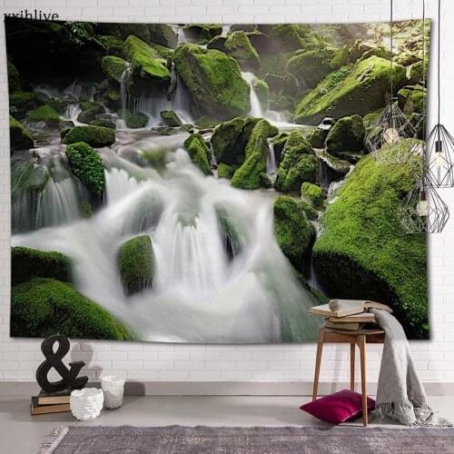 Custom Tapestry Landscape Waterfall Printed Large Wall Tapestries Hippie Wall Hanging Bohemian Wall Art Decoration Room Decor
