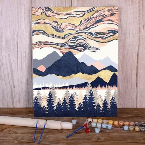 Landscape Mountain Paint By Numbers Set Acrylic Paints 40*50 Picture By Numbers Photo Wall Decoration Children Drawing