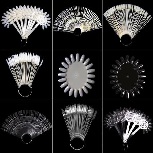 Manicure Tools almond transparent tips color chart display ring fan false nail swatch sticks SK07000NC