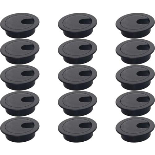 MroMax High Quality Desk Threading Box Plastic Cover Rod Diameter 35mm Black/Gray 35mm Hardware Office Appliances 5/15/30pcs
