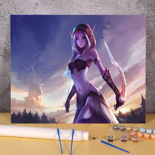 World Of Warcraft DIY Painting By Numbers Kit Acrylic Paints 50*70 Boards By Numbers New Design Crafts For Wholesale