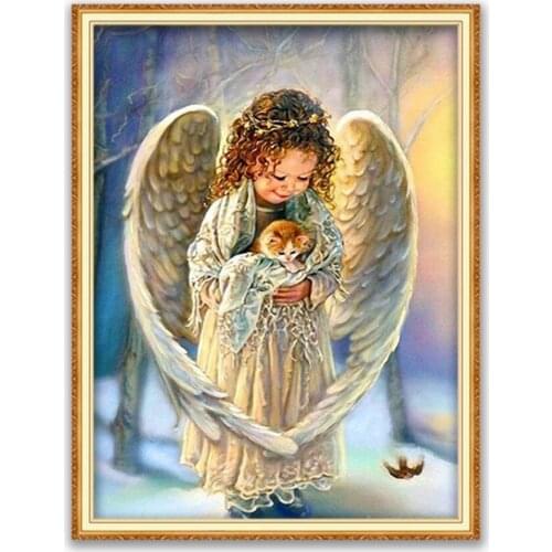 Region Angel DIY 11CT Embroidery Cross Stitch Kits Craft Needlework Printed Canvas Cotton Thread Home Decoration Dropshipping