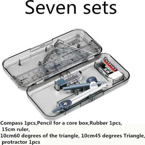 Student drawing sets compasses ruler triangular eraser geometric drawing stationery school supplies